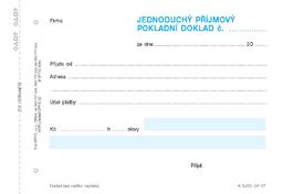 Obrázek produktu: Jednoduchý příjmový pokladní doklad - nečíslovaný