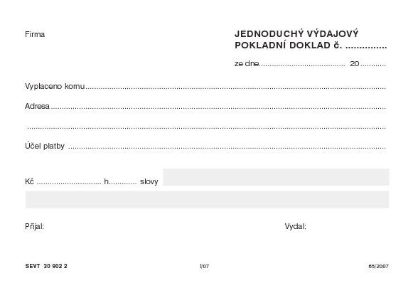 Jednoduchý výdajový pokladní doklad samopropis