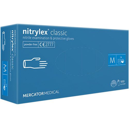 Levně Jednorázové rukavice Nitrylex Classic - bez pudru, vel. S (100 ks)