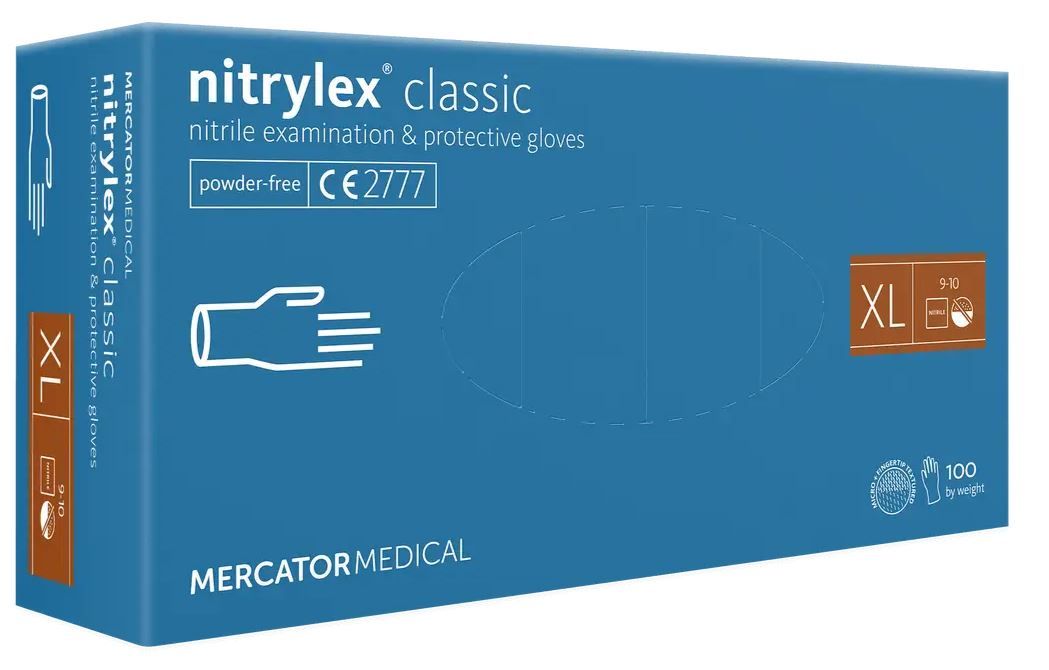 Jednorázové rukavice Nitrylex Classic - bez pudru, vel. XL (100 ks)