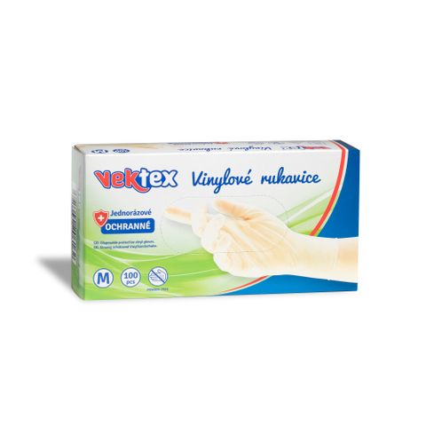 Obrázek produktu: Jednorázové rukavice Vektex Vinyl bez pudru, 100 ks - vel. M