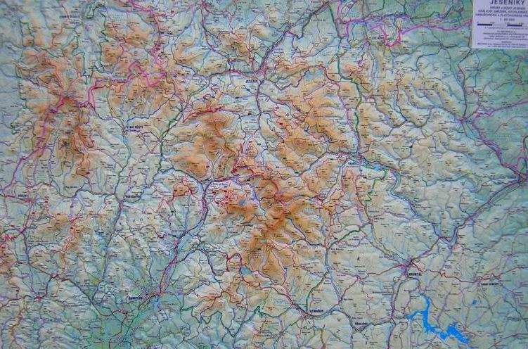 Levně Jeseníky - reliéfní nástěnná mapa - 1:80 000