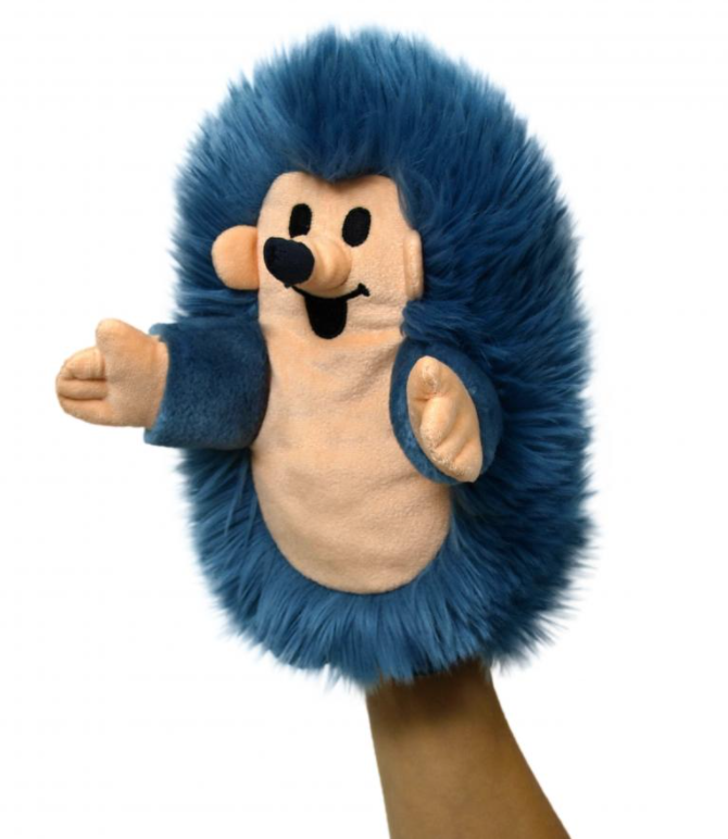 Ježek 23 cm modrý, maňásek (Krtek a kamarádi)