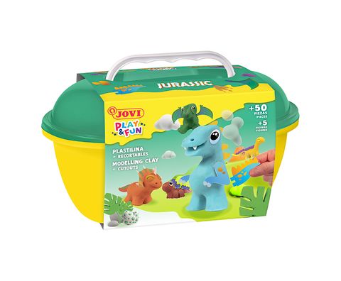 Obrázek produktu: JOVI PLAY&FUN plastelína kufřík 50 ks - Dinosauři