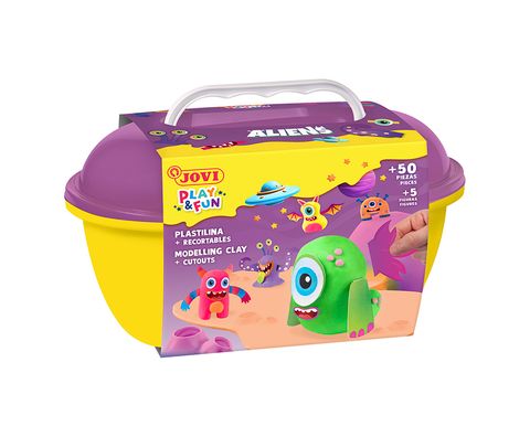 Obrázek produktu: JOVI PLAY&FUN plastelína kufřík 50 ks - Mimozemšťané