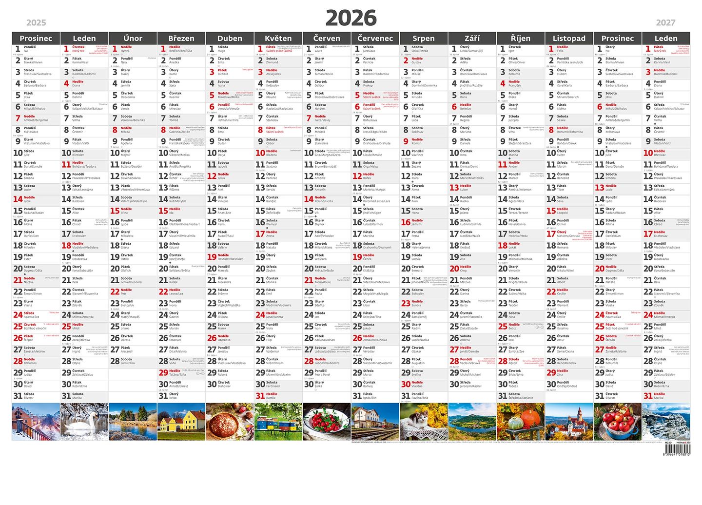 Kalendář nástěnný 2026 - Plánovací roční mapa A1 obrázková