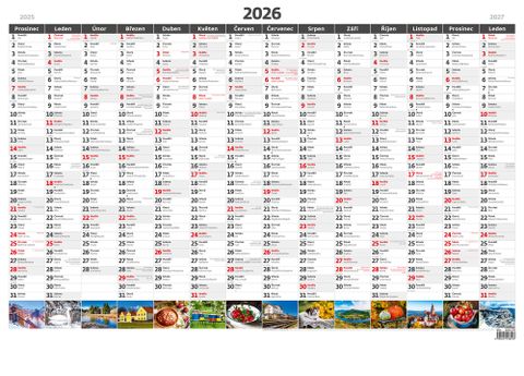 Obrázek produktu: Kalendář nástěnný 2026 - Plánovací roční mapa A1 obrázková