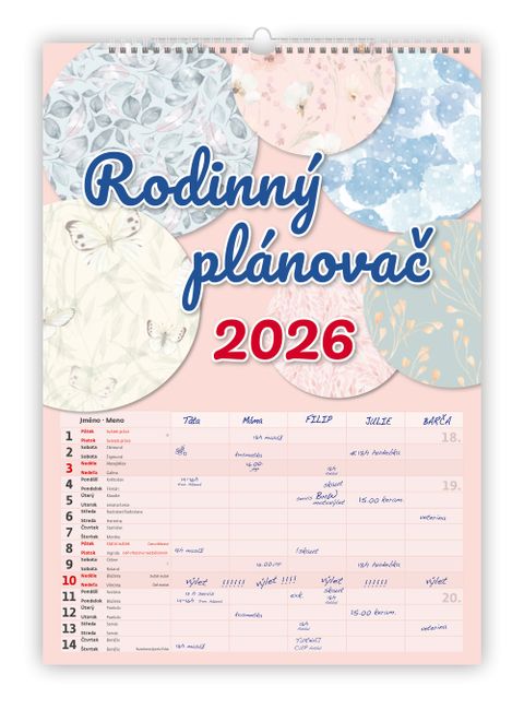 Obrázek produktu: Kalendář nástěnný 2026 - Rodinný plánovač NEW