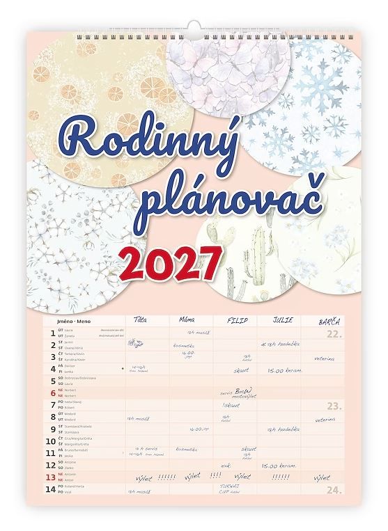 Kalendář nástěnný 2027 - Rodinný plánovač