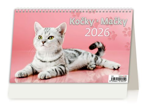 Obrázek produktu: Kalendář stolní 2026 - Kočky/Mačky