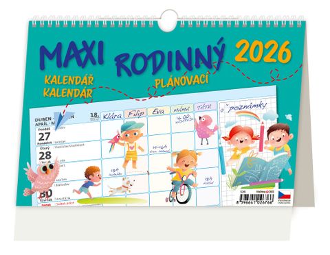 Obrázek produktu: Kalendář stolní 2026 - MAXI rodinný plánovací kalendář NEW