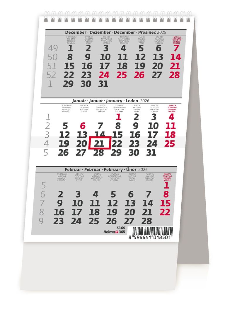 Kalendář stolní 2026 - MINI tříměsíční kalendář ČR/SR