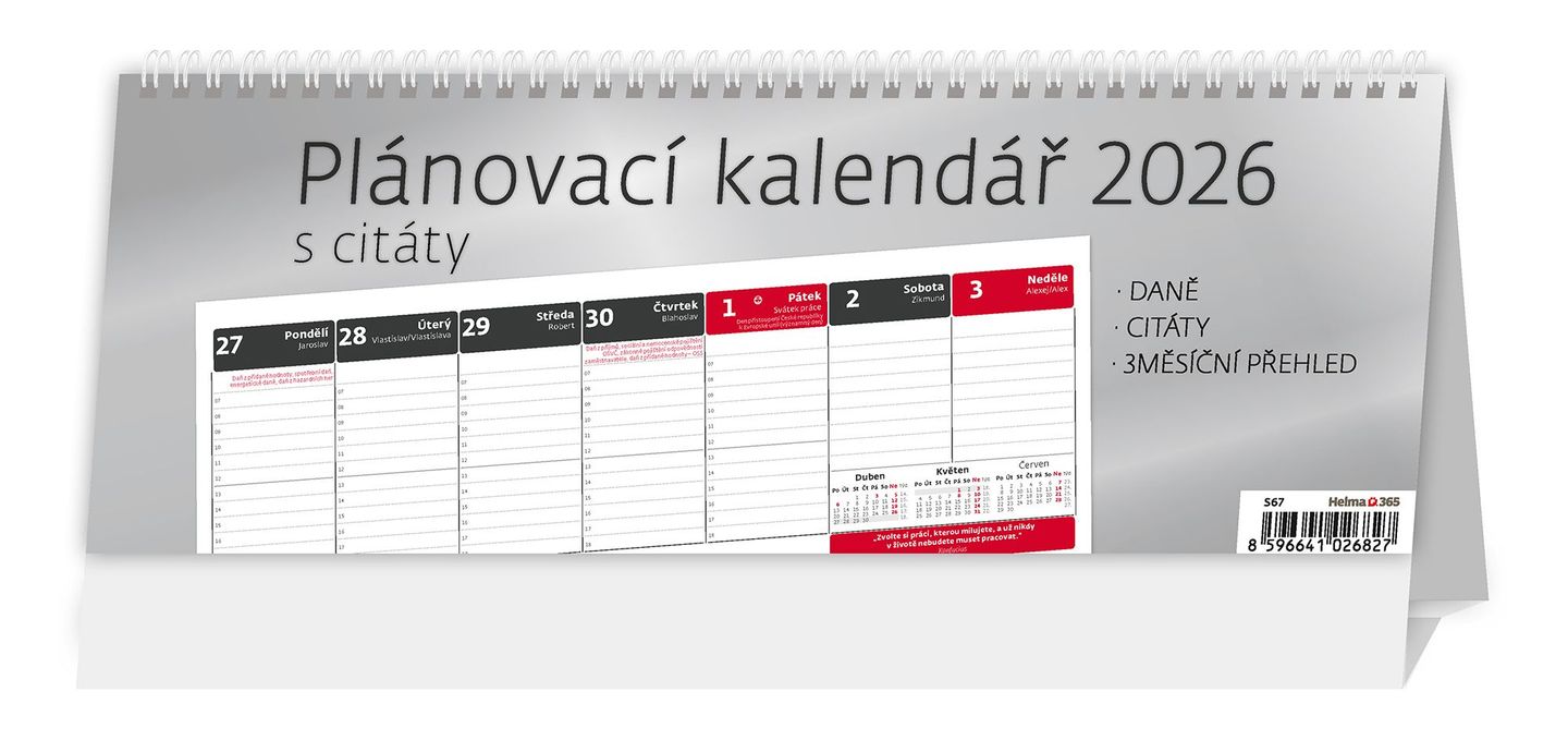 Kalendář stolní 2026 - Plánovací kalendář s citáty