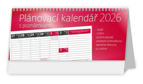 Obrázek produktu: Kalendář stolní 2026 - Plánovací kalendář s poznámkami NEW