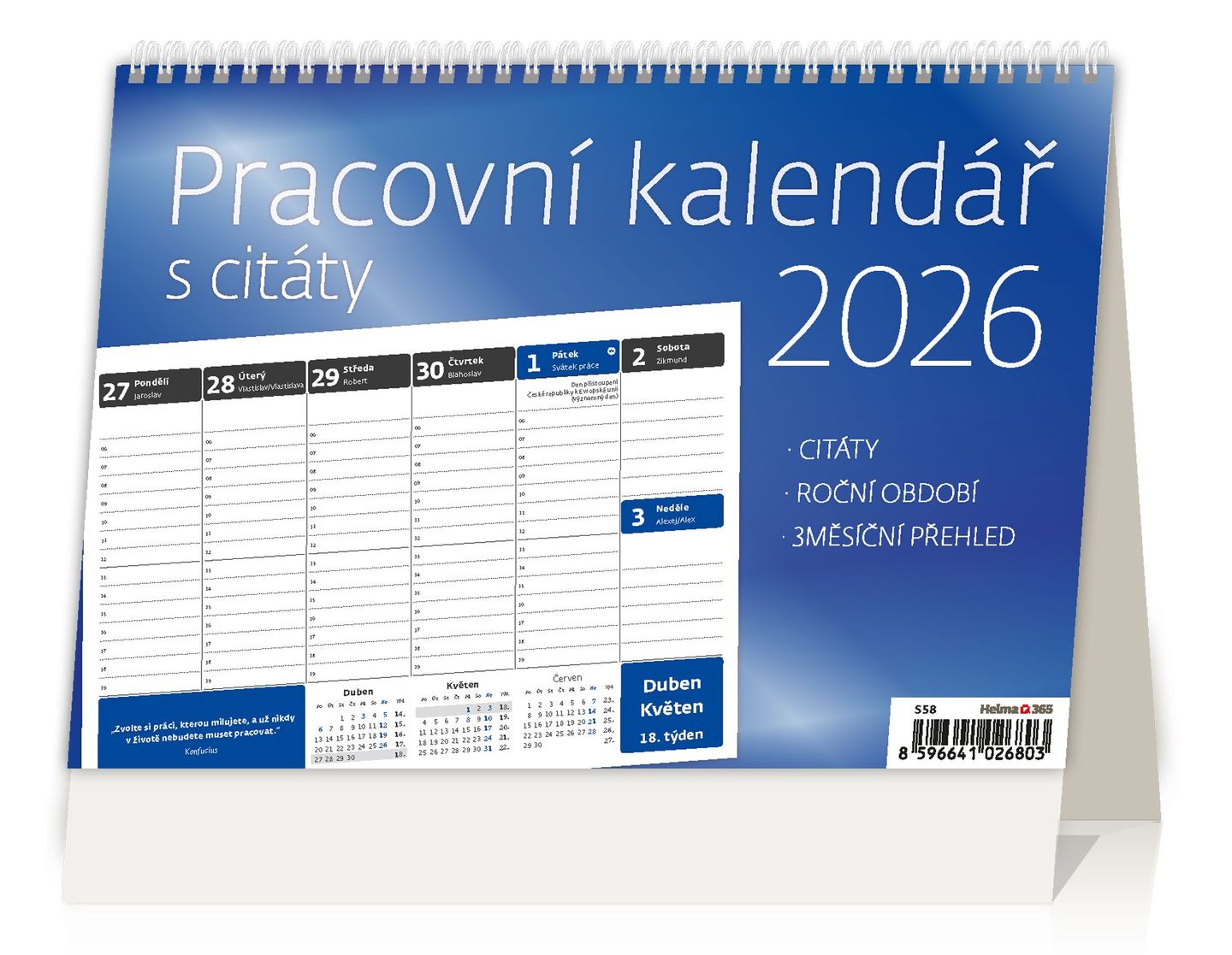 Kalendář stolní 2026 - Pracovní kalendář s citáty NEW