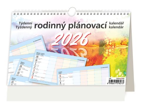 Obrázek produktu: Kalendář stolní 2026 - Týdenní rodinný plánovací kalendář