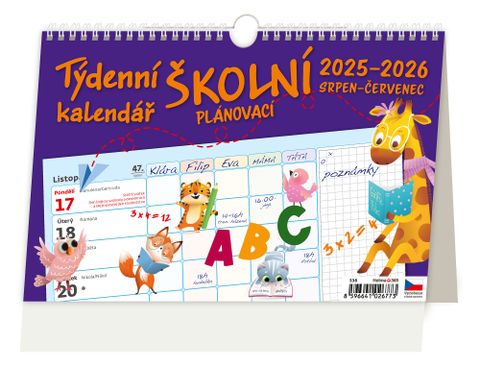 Obrázek produktu: Kalendář stolní 2026 - Týdenní školní plánovací kalendář NEW
