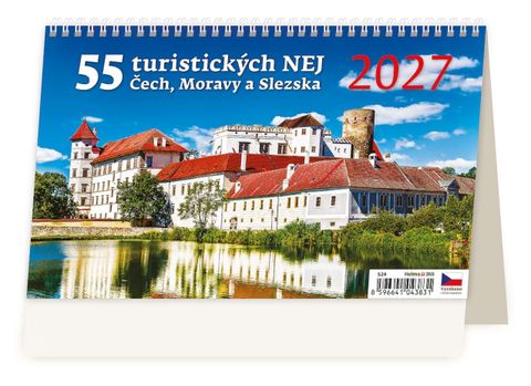 Obrázek produktu: Kalendář stolní 2027 - 55 turistických NEJ Čech, Moravy a Slezska