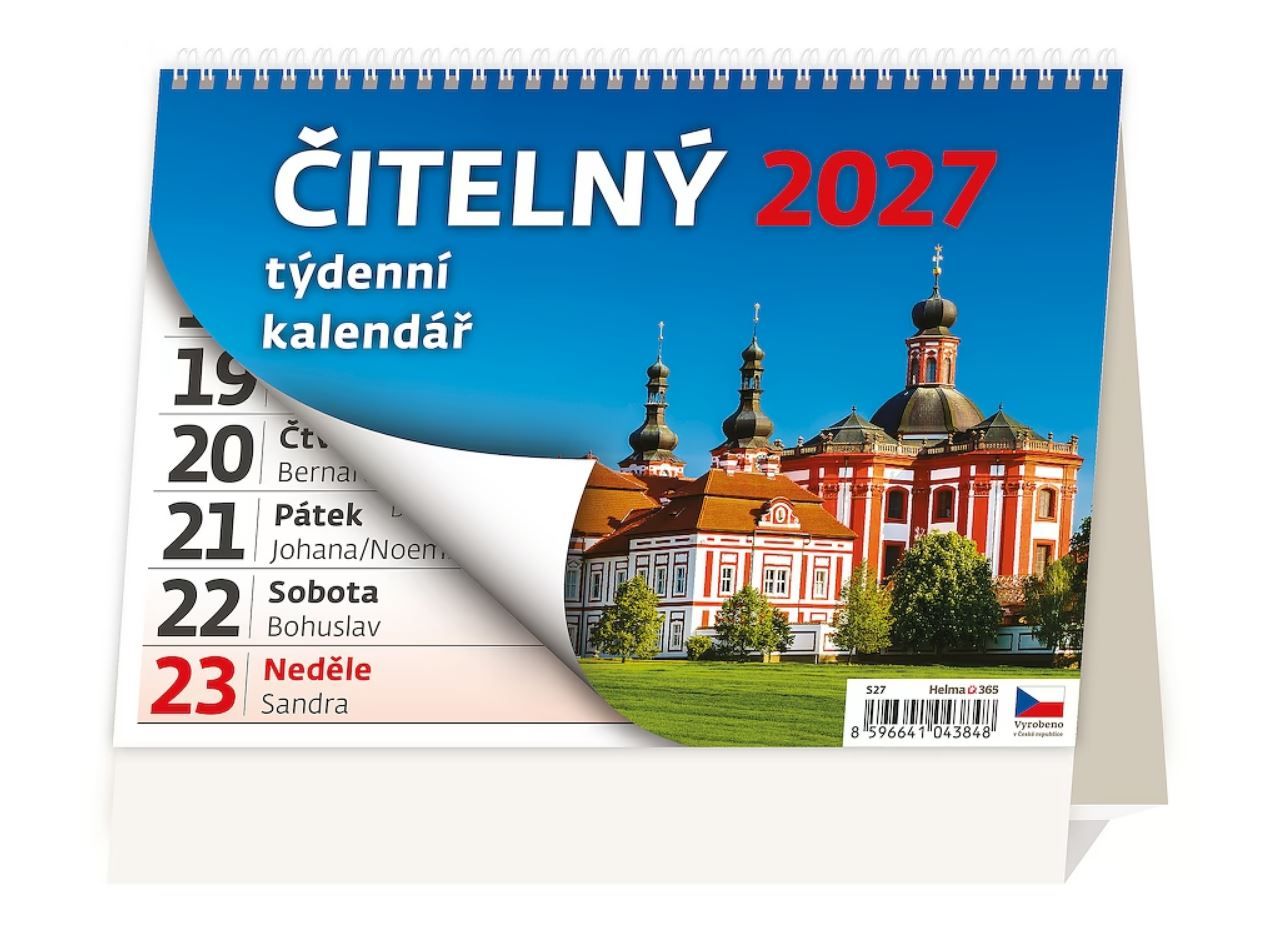 Kalendář stolní 2027 - Čitelný týdenní kalendář