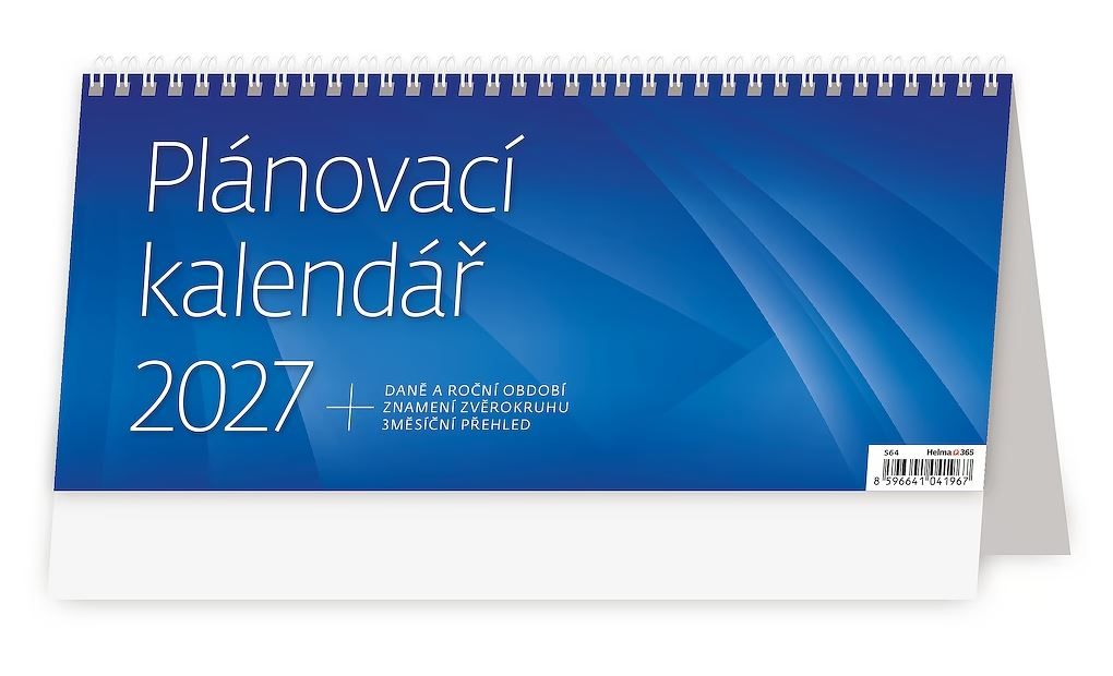Kalendář stolní 2027 - Plánovací kalendář MODRÝ