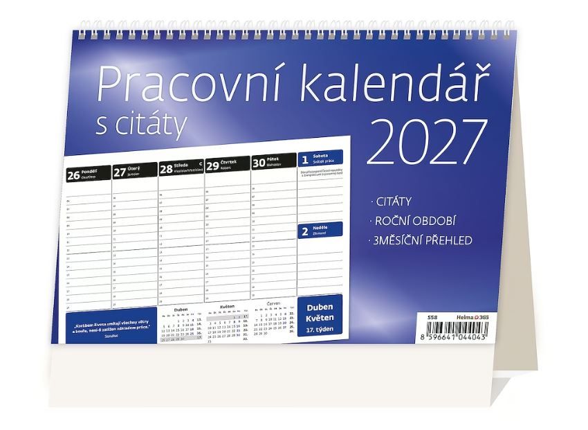 Kalendář stolní 2027 - Pracovní kalendář s citáty