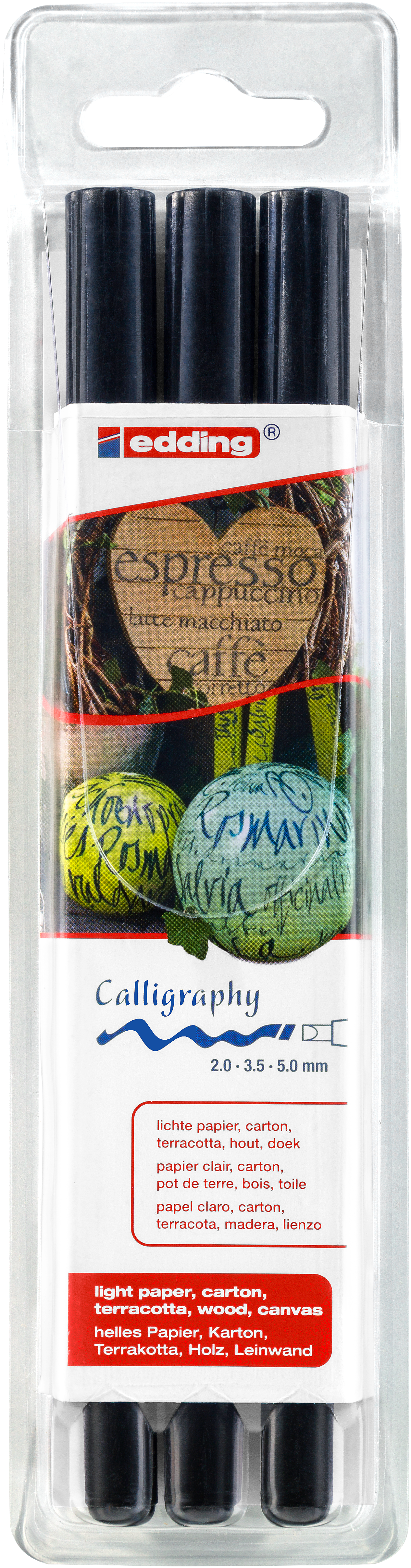 Kaligrafický fix edding 1255, sada 3 šíří, černý
