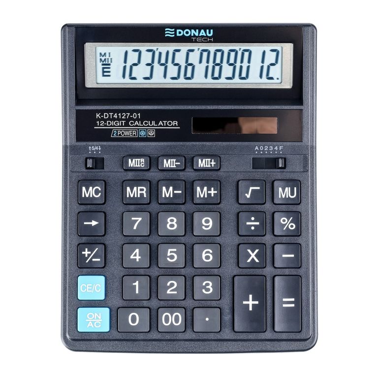 Stolní kalkulačka DONAU TECH, K-DT4127  - 12-míst displej, černá