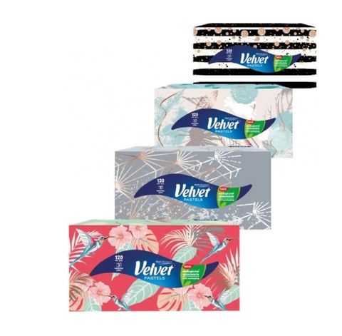 Obrázek produktu: Kapesníky v krabičce Velvet Art 3 vrstvé 120 ks