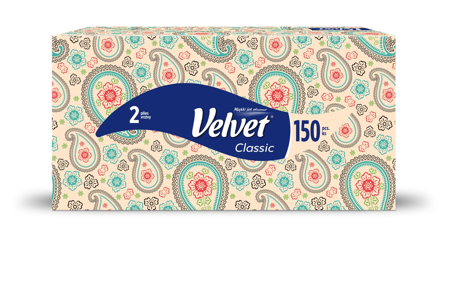 Kapesníky Velvet v krabičce 2 vrstvé 150 ks