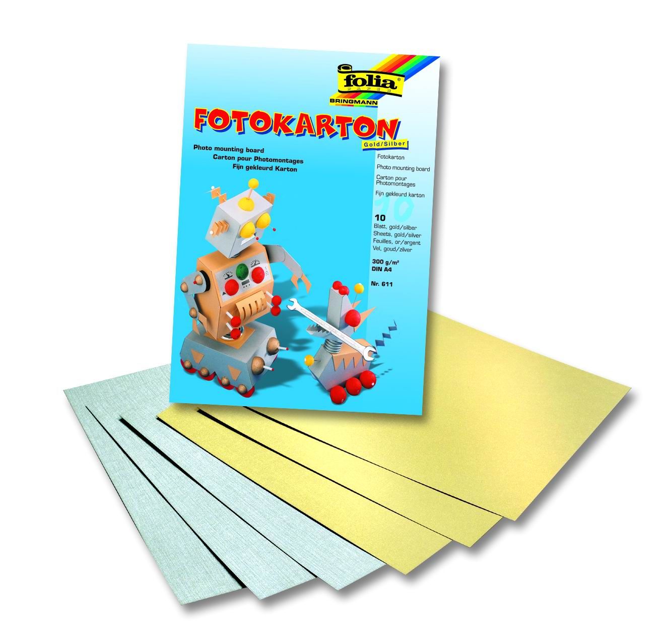 Karton A4 , 300 g/m2 - 10 ks - barva stříbrná a zlatá