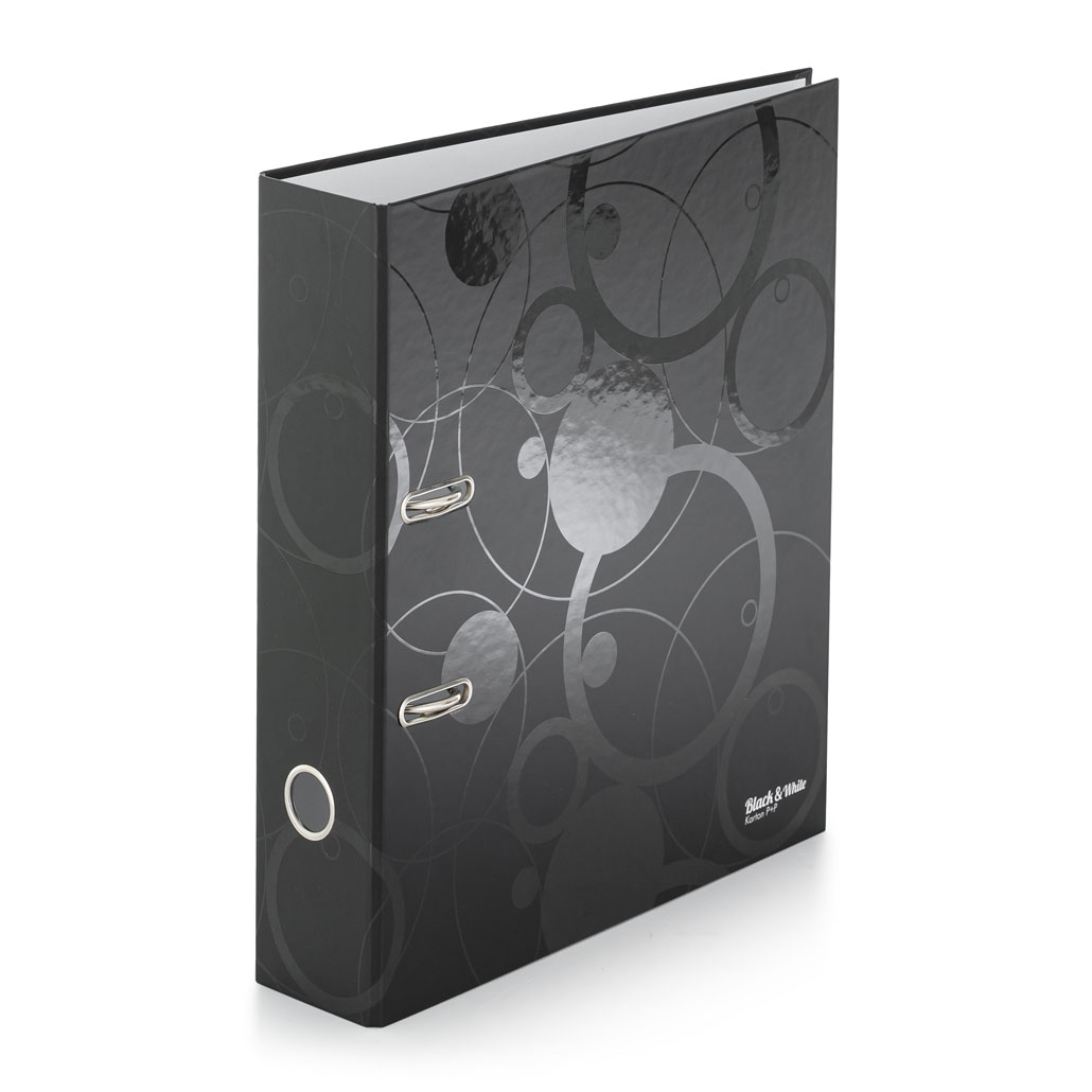 Karton PP Black & White Pořadač pákový lamino 8 cm - černý