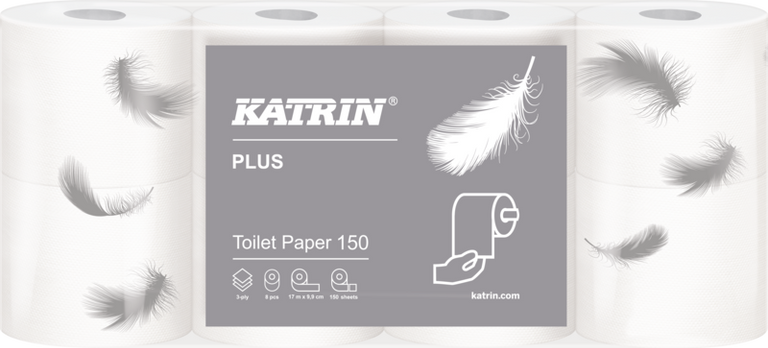 Toaletní papír Katrin - 3vrstvý, bílý, 8 ks
