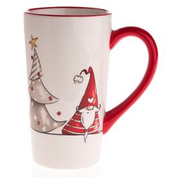 Obrázek produktu: Keramický hrnek 580 ml - Vánoční skřítek se stromem červený