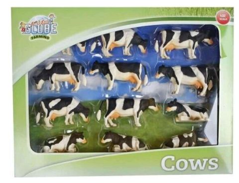 Obrázek produktu: Kids Globe Farming kráva černobílá 1:32 stojící/ ležící 12 ks v krabičce