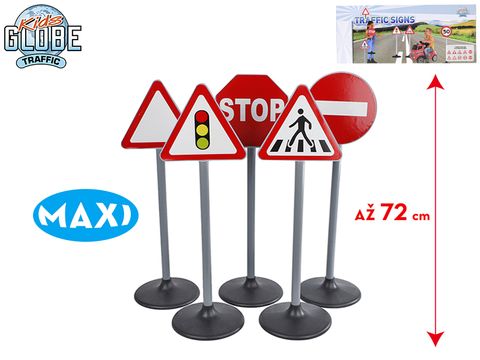 Obrázek produktu: Kids Globe Traffic maxi dopravní značení oboustranné 69 - 72 cm s nálepkami, 5 ks