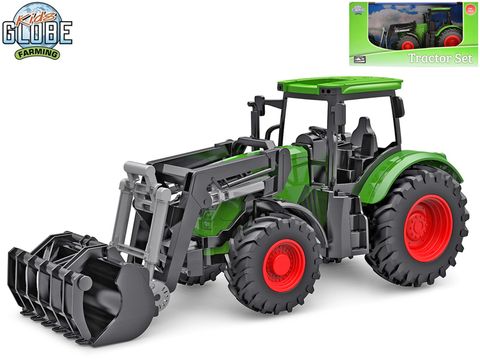 Obrázek produktu: Kids Globe traktor zelený s předním nakladačem volný chod 27 cm
