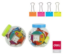 Obrázek produktu: Klip binder DELI 25 mm barevný - 12 ks v plastové dóze