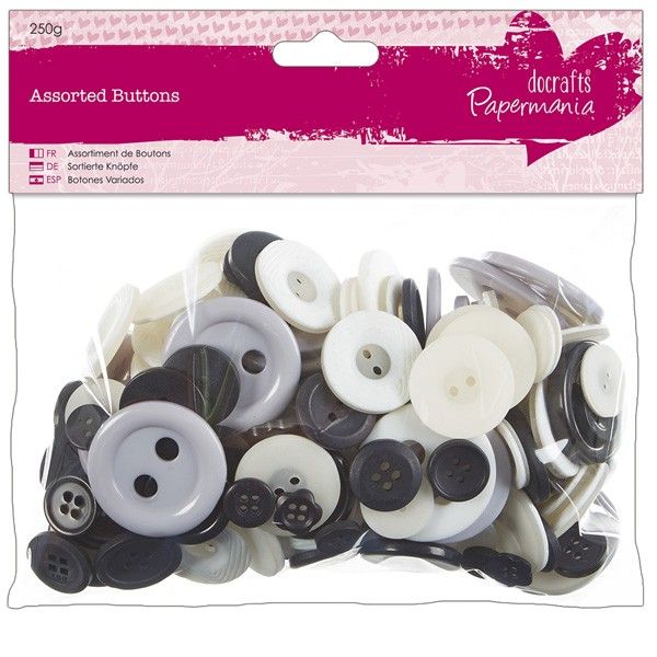 Levně Knoflíky mix, Monochrome (250 g)