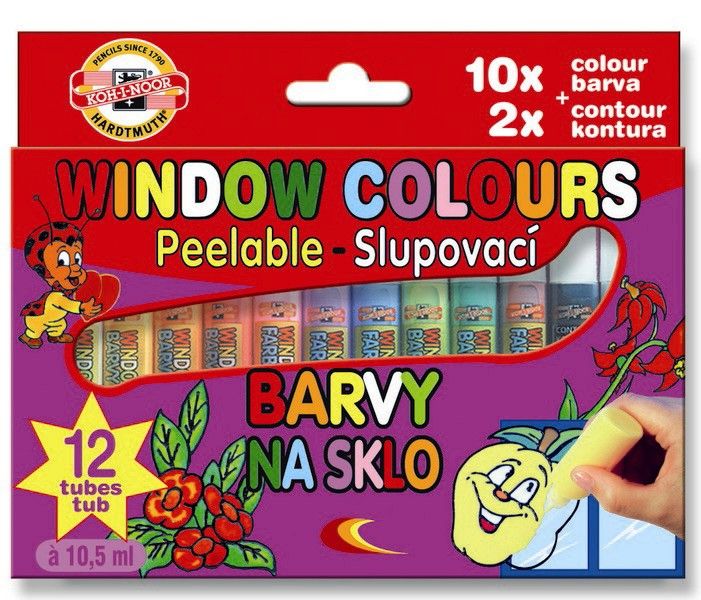 Barvy na sklo Koh-i-noor 9739 10 barev a 2 kontury