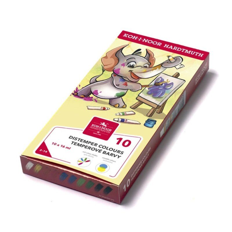 Koh-i-noor - barvy temperové v tubě, 16 ml - 10 barev, Slon