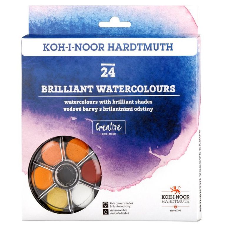 Levně Koh-i-noor brilantní vodové barvy (anilinky) 24 barev, 22,5 mm