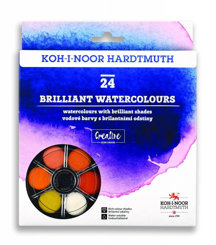Koh-i-noor brilantní vodové barvy (anilinky) 24 barev, 22,5 mm