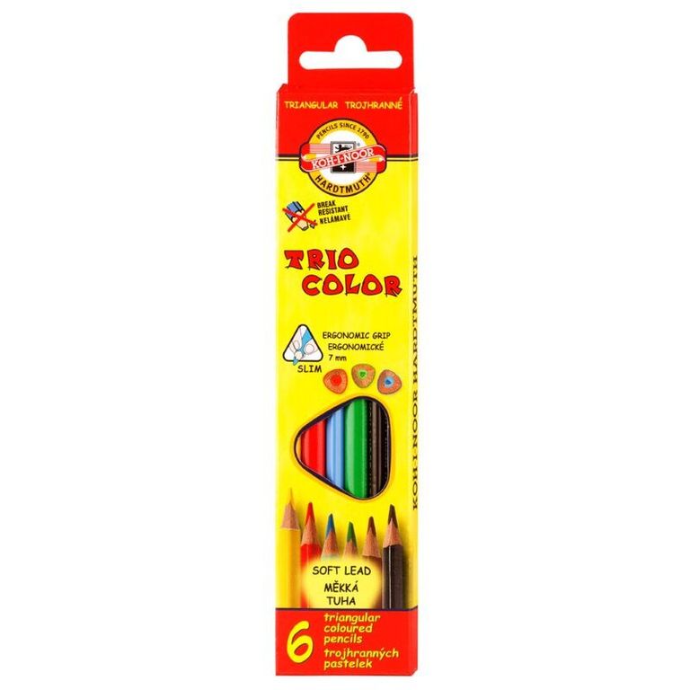 Levně Koh-i-noor Pastelky TRIOCOLOR 3131, 6 barev - trojboké