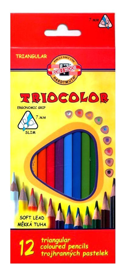 Levně Koh-i-noor Pastelky TRIOCOLOR 3132, 12 barev - trojboké