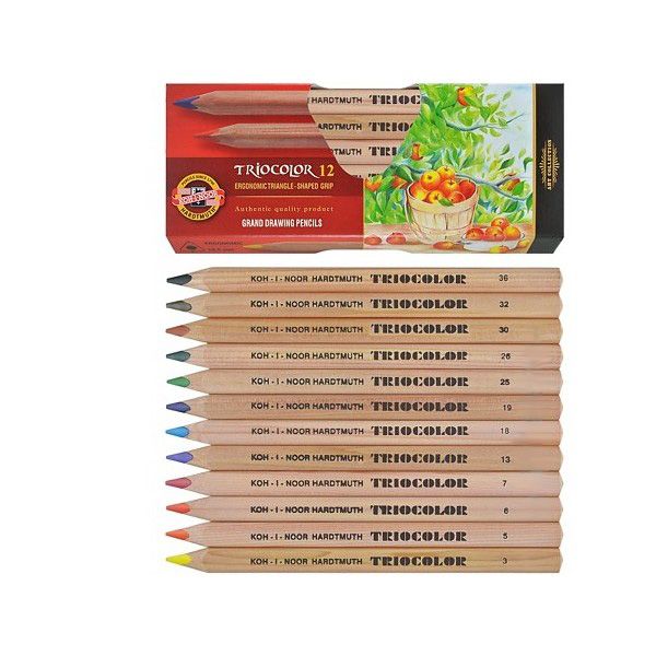 Levně Koh-i-noor Pastelky TRIOCOLOR 3152 JUMBO - přírodní - 12 barev