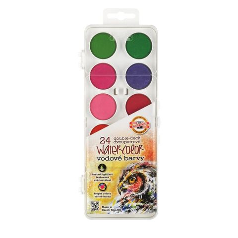 Obrázek produktu: Koh-i-noor vodové barvy - 2 patra - 24 barev - bílé