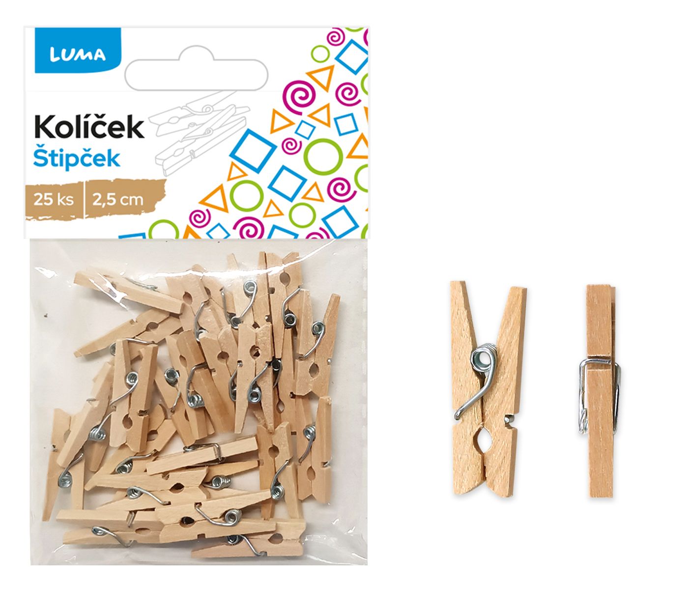 Kolíček 2,5 cm natur, 25 ks LUMA