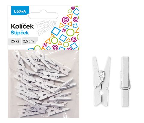 Obrázek produktu: Kolíček LUMA 2,5 cm bílý - 25 ks