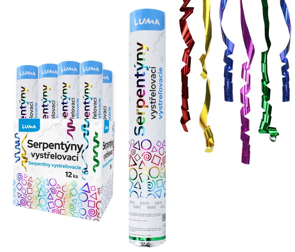 Konfety vystřelovací 30 cm fóliové barevné serpentýny