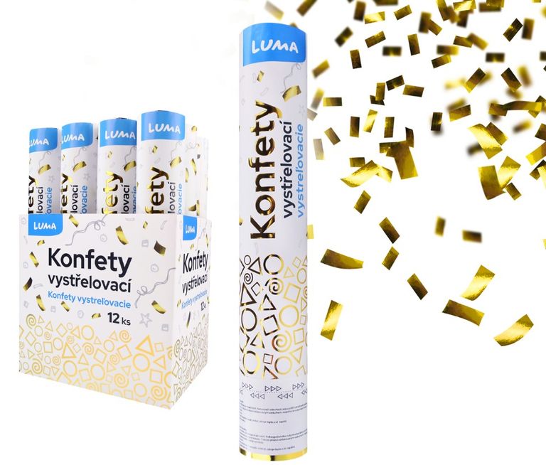 Konfety vystřelovací 30cm fóliové zlaté LUMA LUMA trading s.r.o.
